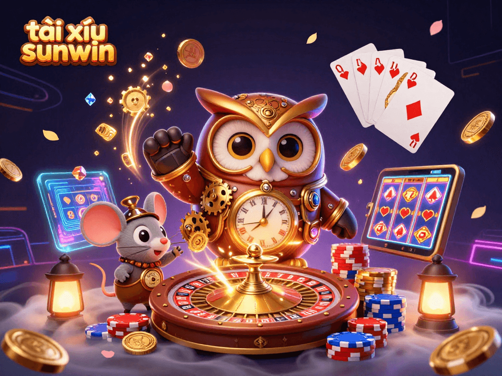 Engage with tài xỉu sunwin as vibrant casino elements come alive in a rich, 3D illustration.