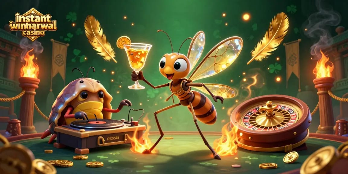 Experience the thrill of an instant withdrawal casino with characters and vibrant casino elements.