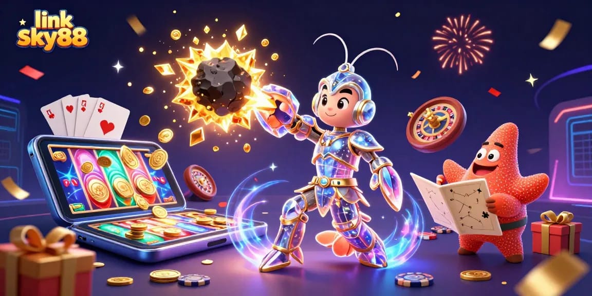 Engage with link sky88 and discover vibrant 3D casino excitement with golden coins and lively game elements.