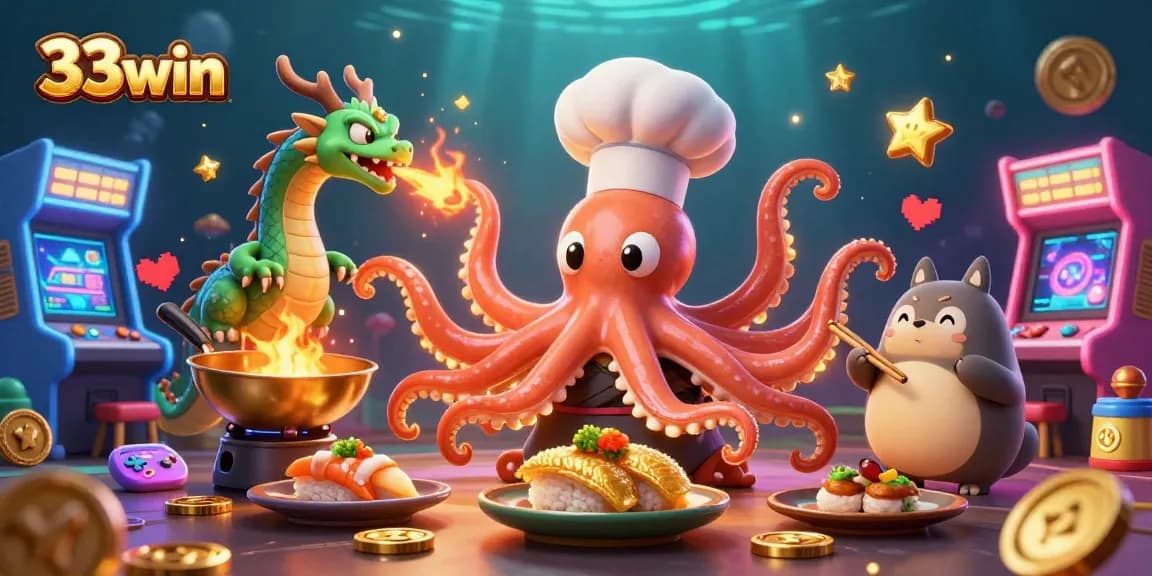 Experience thrilling gameplay at 33win with a dynamic casino scene featuring vibrant characters and exciting game elements.