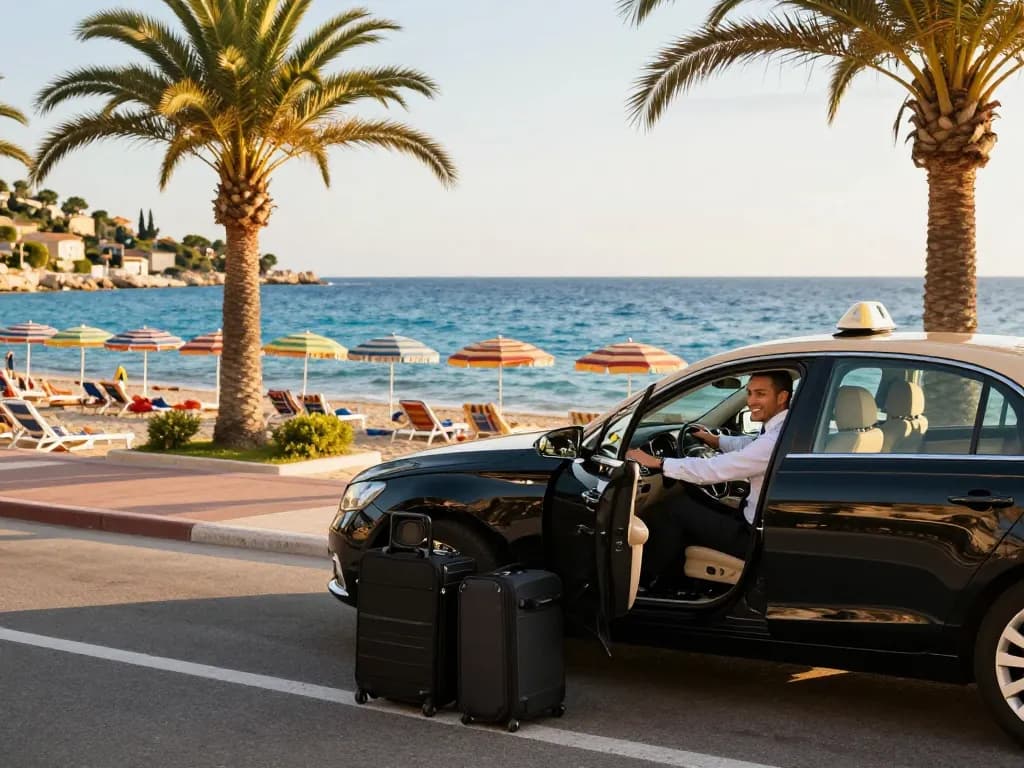 Taxi Saint-Tropez mettant en avant un transport de luxe dans un cadre côtier pittoresque avec un service amical.