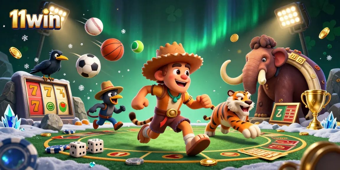 Place bets with 11win at a prehistoric casino featuring dynamic sports and gaming elements.