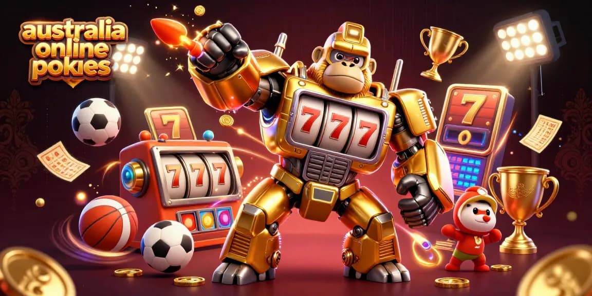 Spin to win with exciting australia online pokies featuring a golden gorilla mech and dynamic game elements.