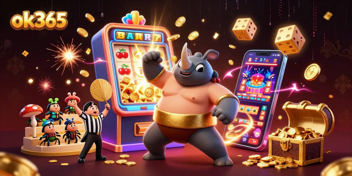 Watch as the ok365 rhinoceros beetle sumo champion storms the casino scene, sending coins flying!