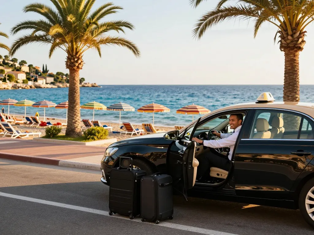 Taxi Saint-Tropez mettant en avant un transport de luxe dans un cadre côtier pittoresque avec un service amical.