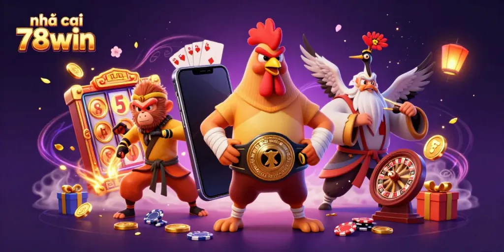 Engage with colorful gaming action at nhà cái 78win featuring dynamic characters and a vibrant casino atmosphere.