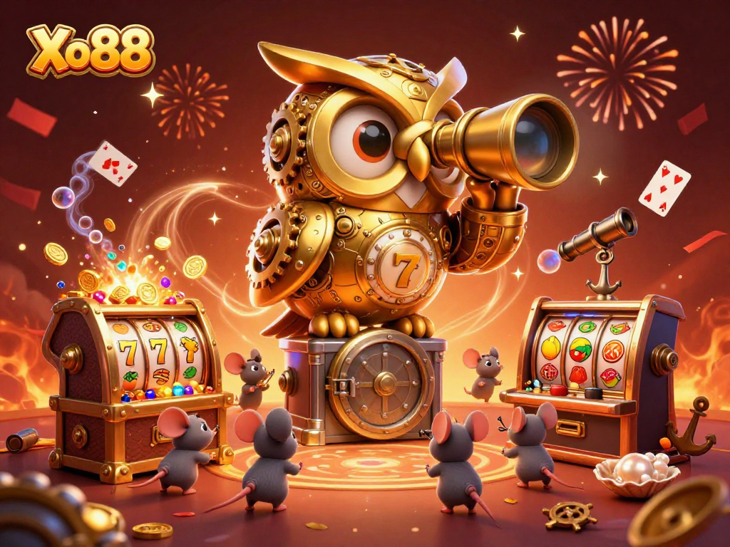Xo88 players winning big in an exciting casino scene with gold coins, vibrant treasures, and engaging game elements.