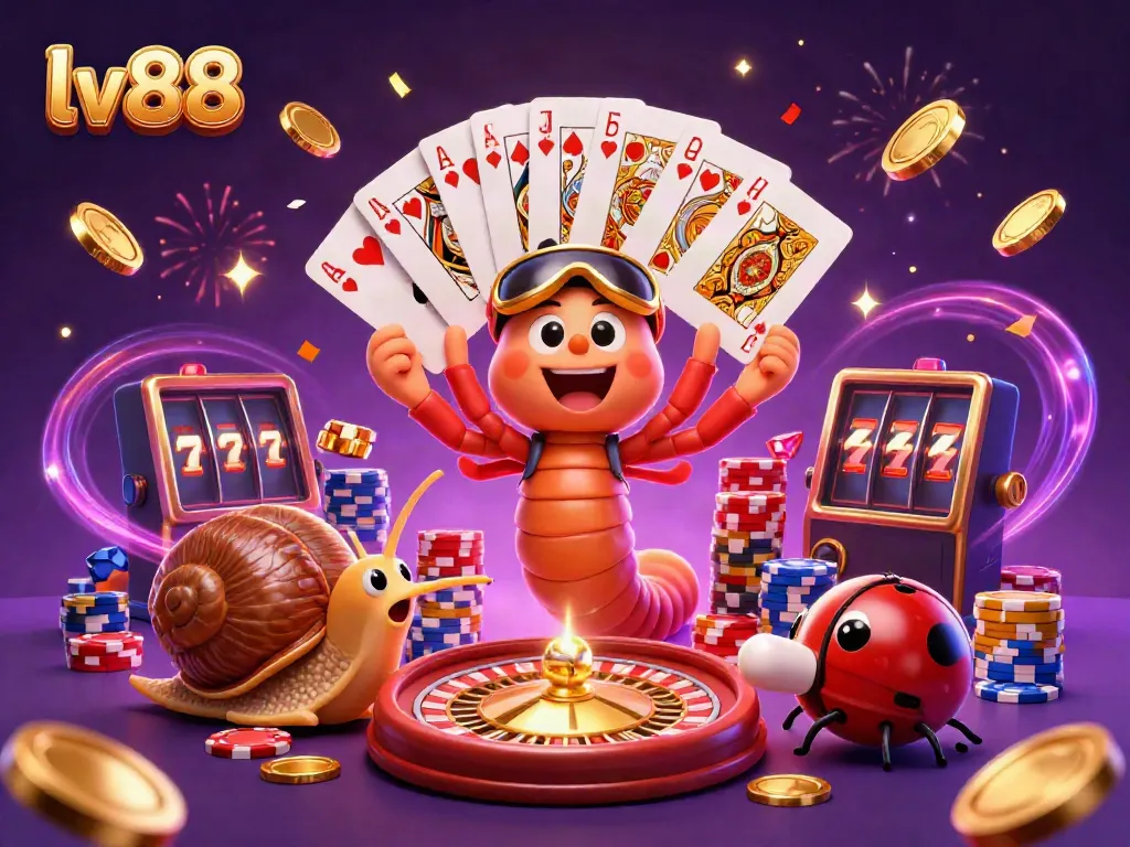 Experience thrilling gameplay at lv88 with vibrant casino animation featuring a lively millipede dealer and high-stakes action.