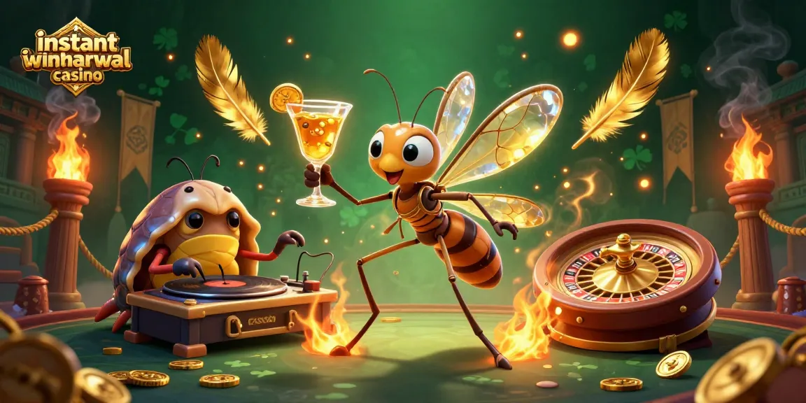 Experience the thrill of an instant withdrawal casino with characters and vibrant casino elements.