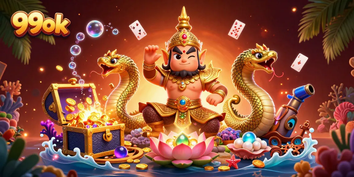 Experience thrilling gaming with 99ok's vibrant casino illustration showcasing epic gameplay elements.