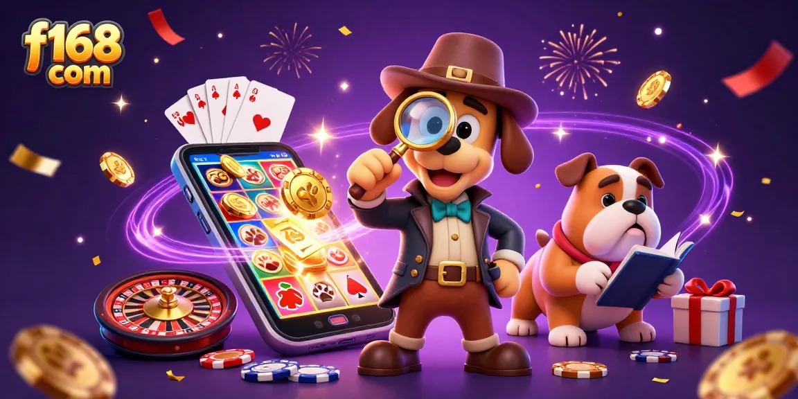 Play exciting games at f168 com with vibrant slots and casino elements in a captivating scene.