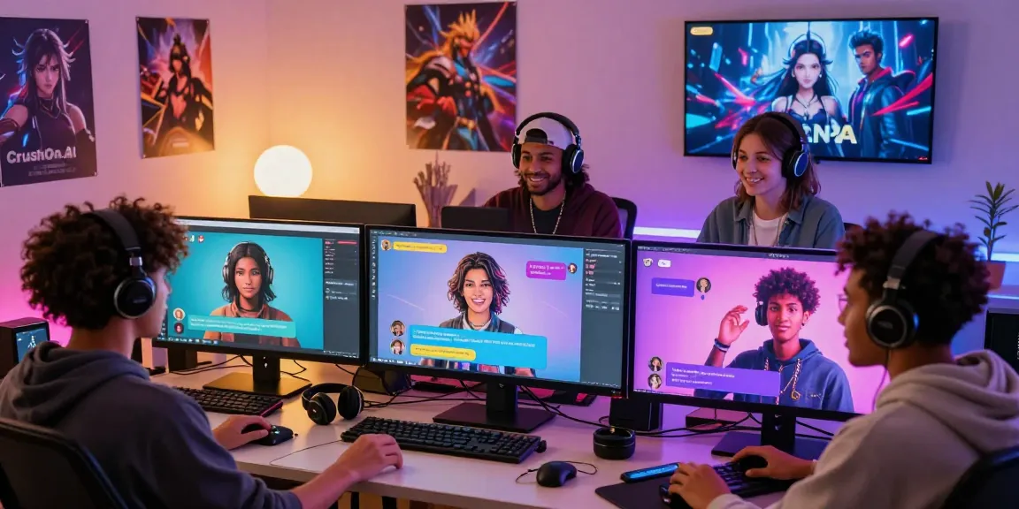 Engaging scene of users customizing their character ai nsfw companions on CrushOn.AI, showcasing vibrant chat interactions.