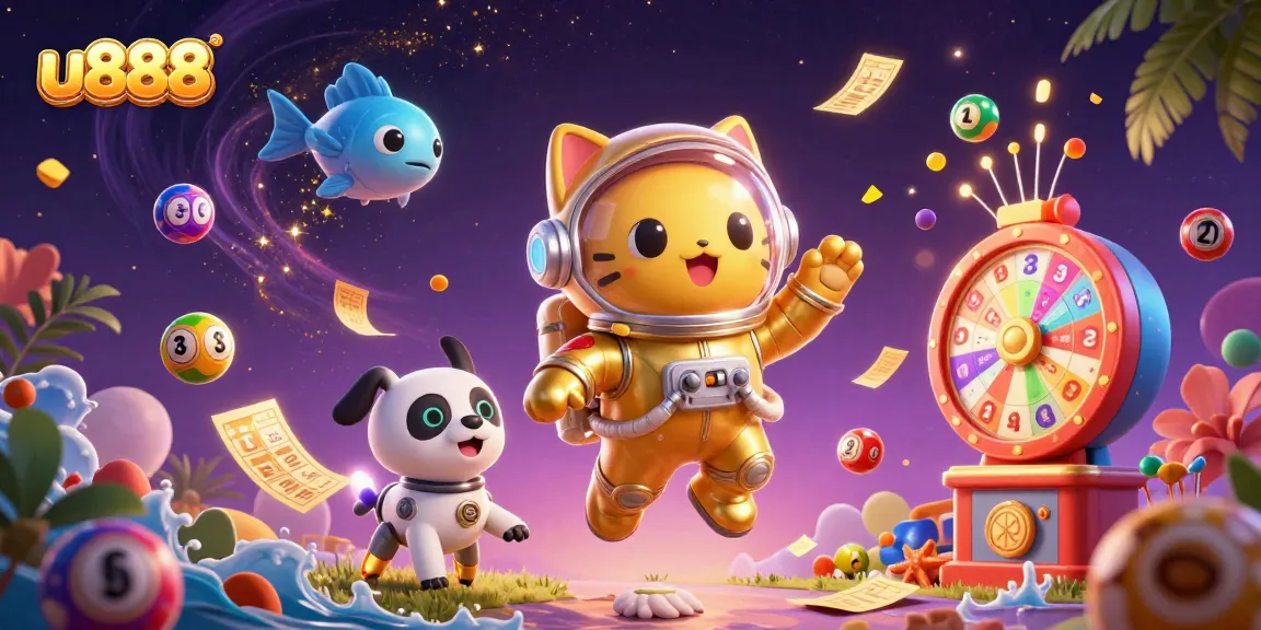 Enjoy thrilling games and vibrant action with u888's dynamic gambling universe illustration.