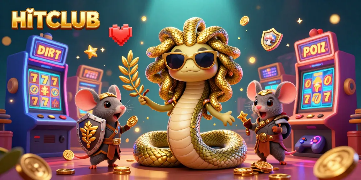 Spin the reels at HITCLUB with this energetic casino scene illustrating fun gaming elements and beloved characters.