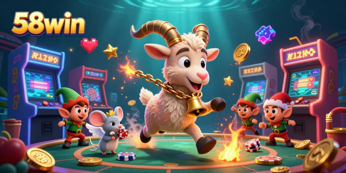 Engage in thrilling gameplay at 58win's vibrant casino with energetic characters and eye-catching game elements.