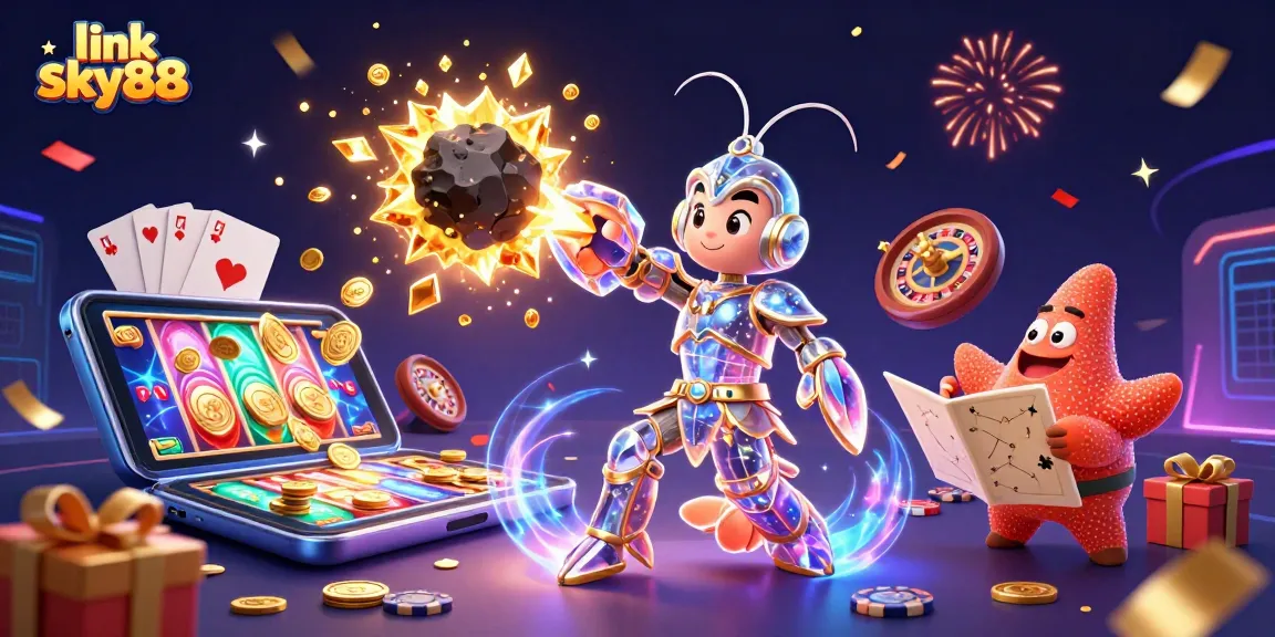 Engage with link sky88 and discover vibrant 3D casino excitement with golden coins and lively game elements.